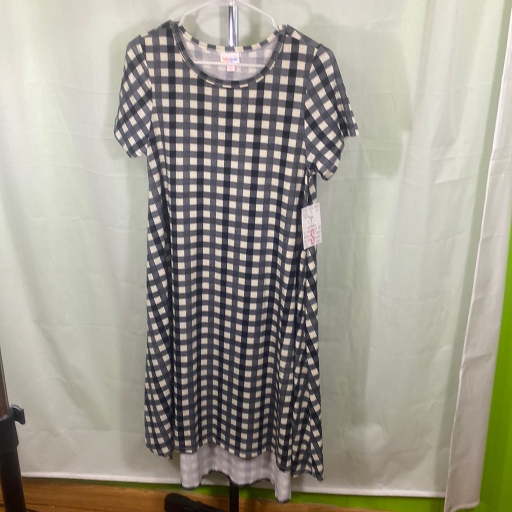 NWT Lularoe Black and Cream Gingham Dress Size Small